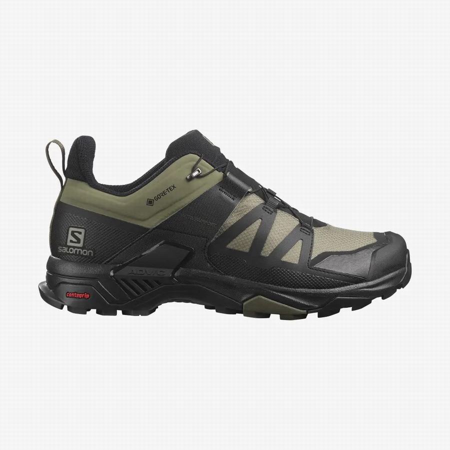 Salomon X Ultra 4 Wide Gore-tex Vandringsskor Herr Svarta/Olivgröna [UTQ9319PZ]